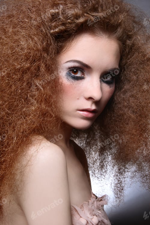 Preview: Portrait Of Beautiful Girl With Fancy Makeup And Hairstyle