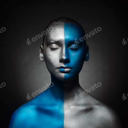 Preview: Body Art On A Woman'S Face. Creative Make-Up.