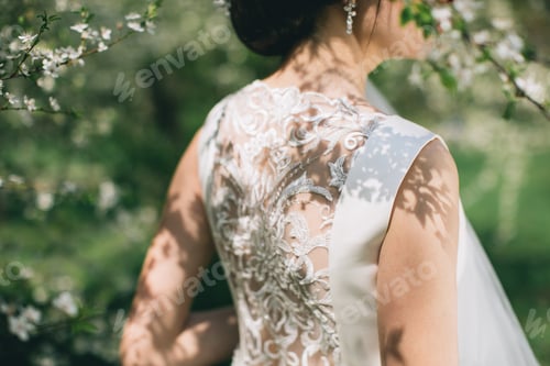 Preview: Beautifil Bride Posing Near Blooming Tree On A Spring