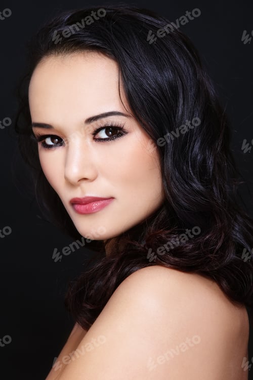 Preview: Portrait Of Young Beautiful Asian Girl With Curly Hair