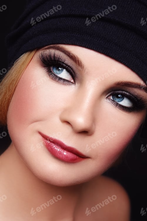 Preview: Close-Up Portrait Of Young Beautiful Woman With Smoky Eyes