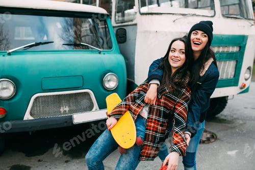 Preview: Two Street Girl With Skate