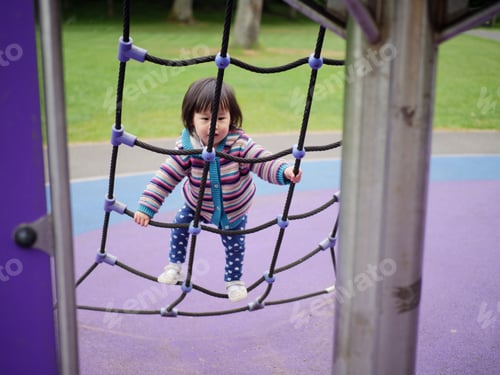Preview: Baby Girl Play At Outdoor Playground