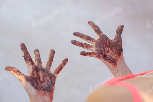 Preview: Girl With Chocolate All Over Her Face And Hands
