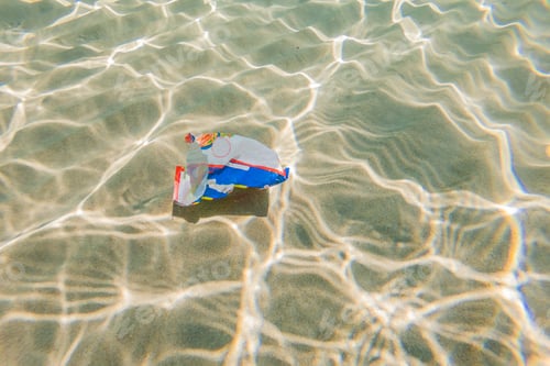 Preview: Creative Background, Plastic Bag Floating In The Ocean, A Bag In The Water. The Concept Of