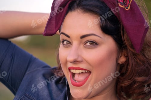Preview: Portrait Of A Beautiful Happy Smiling Girl At The Outdoor. Fun And Summer