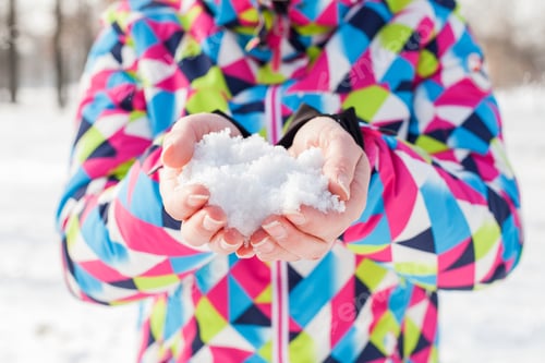 Preview: Winter Woman Hands Holding Snow.