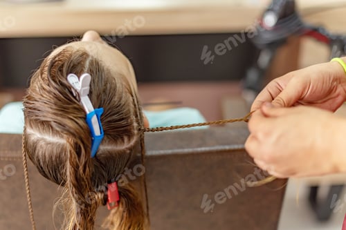 Preview: Braiding A Lot Of Braids For Girl In The Beauty Salon