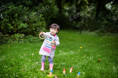 Preview: Toddler Baby Girl Play Ferrule Toy Ringer Circles In Spring Forest Park