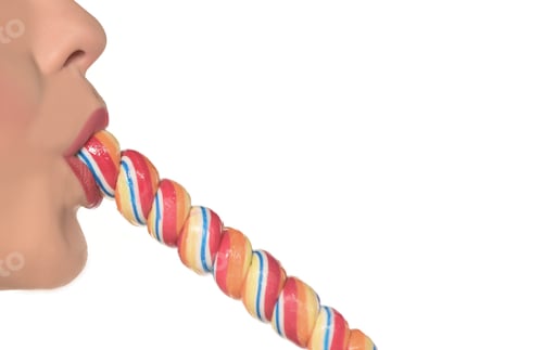Preview: Woman Licking Lollipop, Isolated