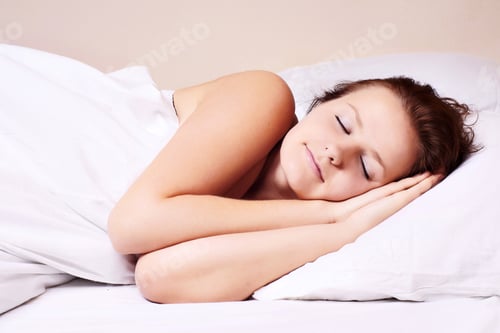 Preview: Beautiful Woman Lying And Sleep On The Snowy Bed