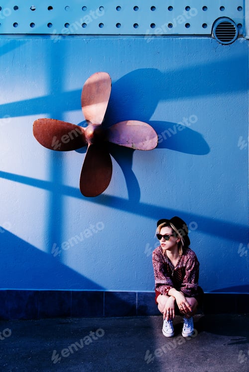 Preview: Beautiful Girl Model Posing Near The Wall In The Afternoon