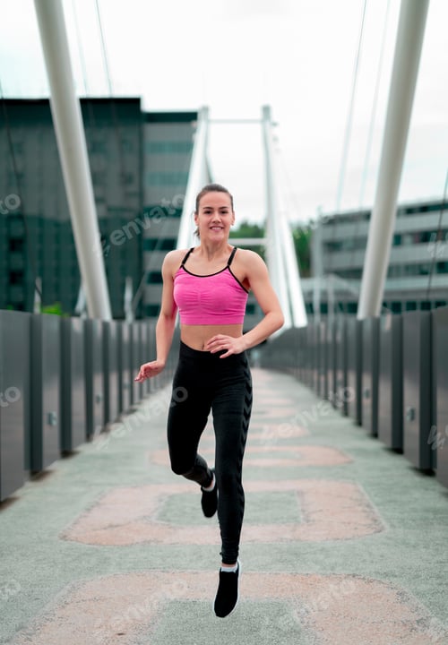 Preview: Sports Woman Jogging Down At Urban Outdoor Trail.