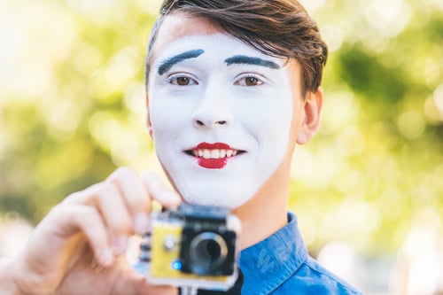 Preview: Cute Mime In Shooting Video On Camera