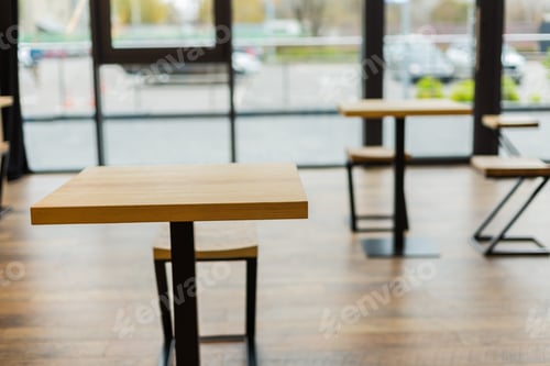 Preview: Modern Cafe. Close Up Of An Empty Table In The Cafe With No People In The Background