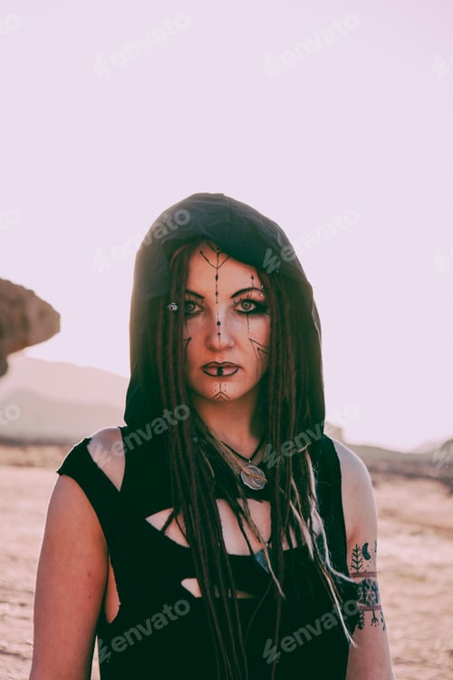 Preview: Beautiful Young Woman In Timna, Desert In Israel. Rocks In Sunset Time. Mystic Concept