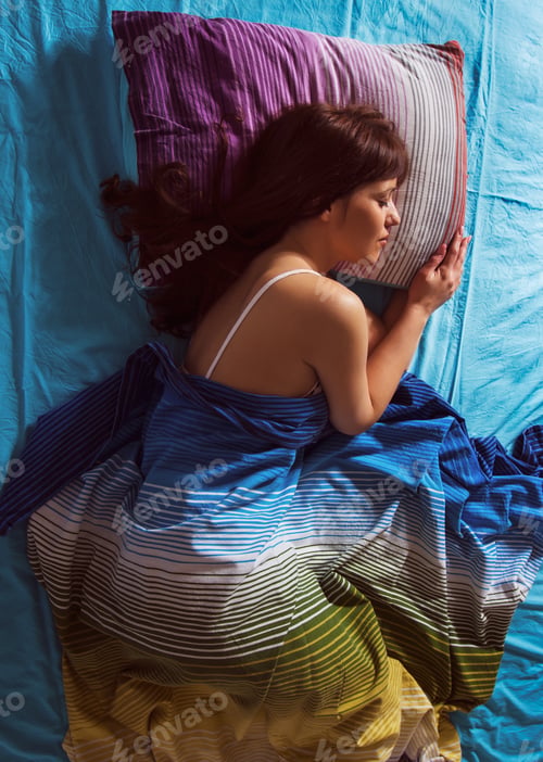 Preview: Sleeping Woman, Young Beautiful Caucasian Female Sleep In The Bed.