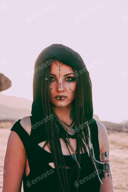 Preview: Beautiful Young Woman In Timna, Desert In Israel. Rocks In Sunset Time. Mystic Concept