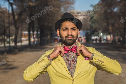 Preview: Portrait Of An Indian Young Handsome Man Posing In An Urban Context
