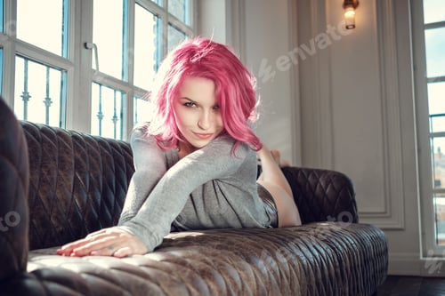 Preview: Lovely Young Woman Posing In Photo Studio With Natural Light. Young And Sexy