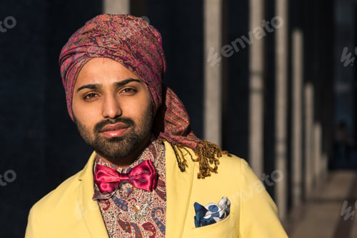 Preview: Portrait Of An Indian Young Handsome Man Posing In An Urban Context