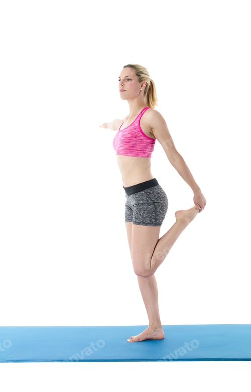 Preview: Woman Doing Abdominal And Belt Muscles Stretching Exercises Isolated On A White Background.