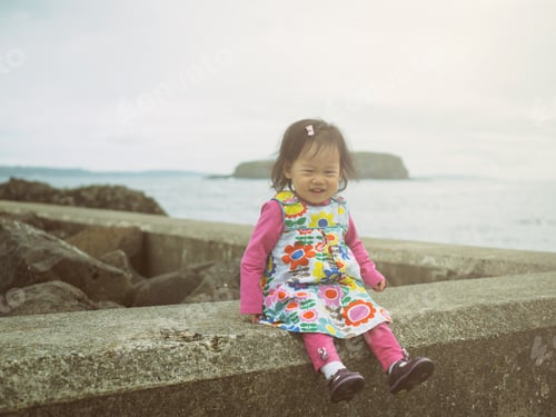 Preview: Baby Girl Playing In The Sandy Beach,Northern Ireland