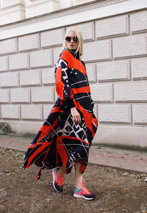 Preview: Girl Model In Fashionable Clothes. Fashion Photo. Luxury Clothes, Street Style.A Stylish Look .