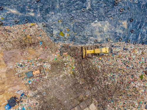 Preview: Aerial Top View Photo From Flying Drone Of Large Garbage Pile. Garbage Pile In Trash Dump Or