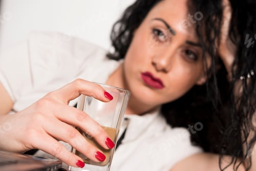 Preview: Business Woman Drinking Coffee In The Office. Business Concept
