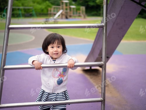 Preview: Baby Girl Play At Outdoor Playground