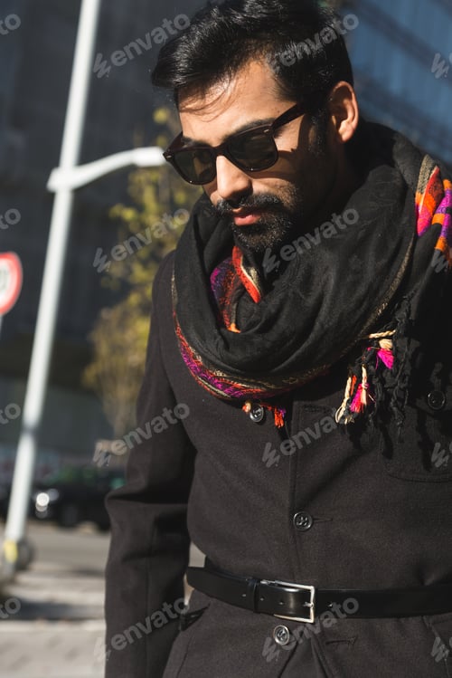 Preview: Handsome Indian Man Posing In An Urban Context. Street Fashion And Style.