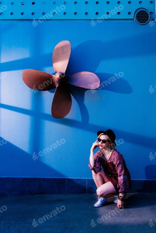 Preview: Beautiful Girl Model Posing Near The Wall In The Afternoon