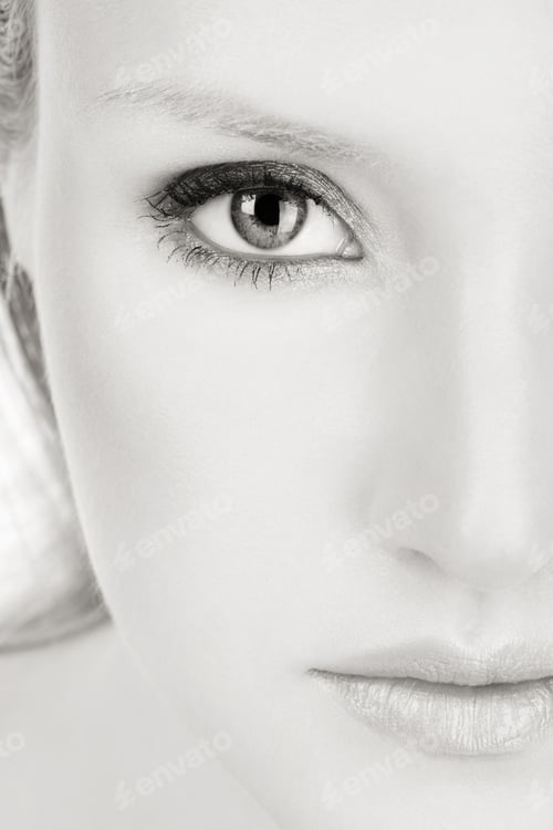 Preview: Close-Up Duotone Portrait Of Young Beautiful Woman