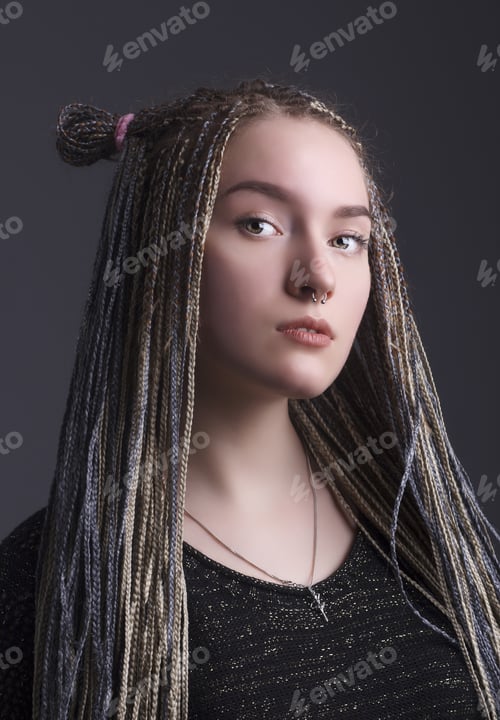 Preview: Portrait Of Young Beautiful Girl With Dreads