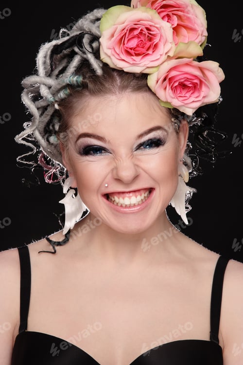 Preview: Portrait Of Young Freaky Sexy Girl With Wild Expression