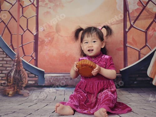 Preview: Asian Baby Girl Celebrate Mid-Autumn Festival