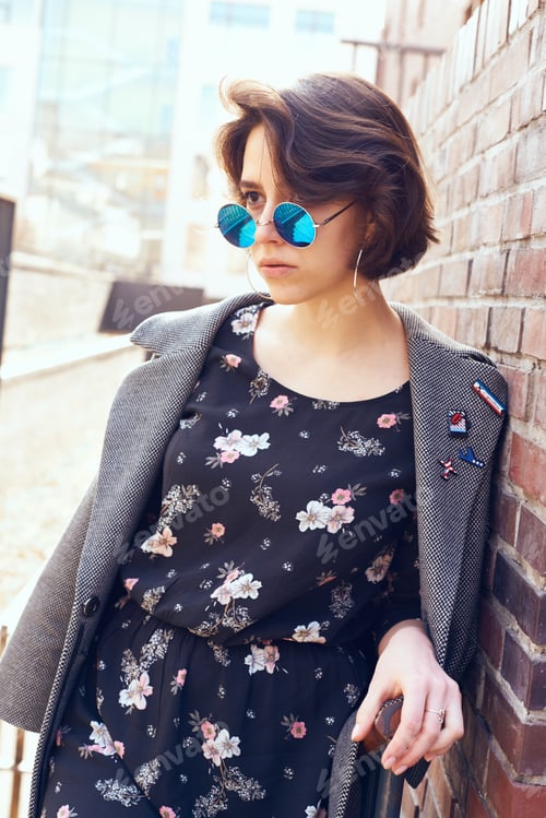 Preview: Summer Sunny Lifestyle Fashion Portrait Of Young Stylish Hipster Woman Walking On The Street