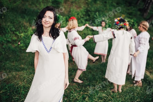 Preview: Young Pagan Slavic Girl Conduct Ceremony On Midsummer