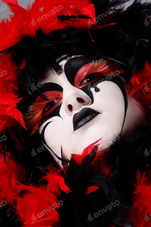 Preview: Portrait Of Woman With Faceart Like Venetian Mask