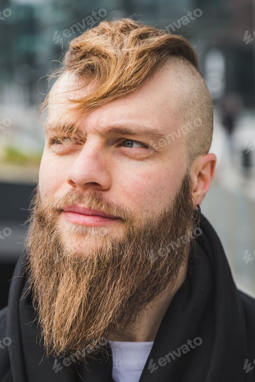 Preview: Stylish Young Bearded Man Posing In An Urban Context