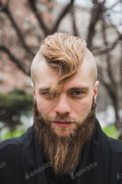 Preview: Stylish Young Bearded Man Posing In An Urban Context