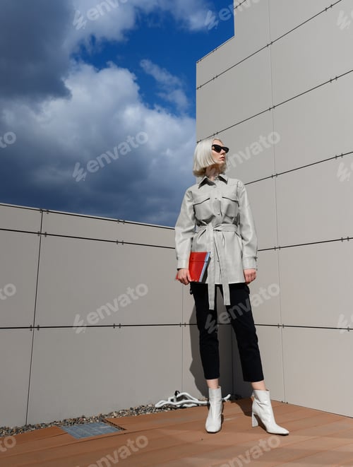 Preview: Girl Model In Fashionable Clothes. Fashion Photo. Luxury Clothes, Street Style.A Stylish Look .