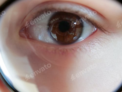 Preview: Beautiful Expressive Anxious Eyes Of Young Boy. Glasses With Thick Glasses. Child Goes To School