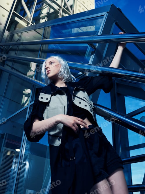 Preview: Fashion Shooting. Girl Model, Stylish Look. Urban Environment.