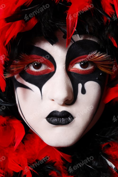 Preview: Portrait Of Woman With Faceart Like Venetian Mask