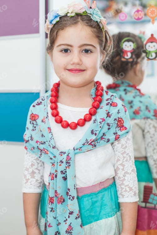 Preview: Smiling Little Girl Portrait At Home