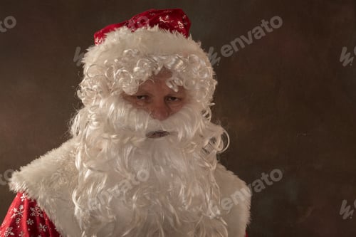 Preview: Santa Claus With Deer From Lapland In Classic Red Clothes. The Concept Of A Fairy-Tale Happy