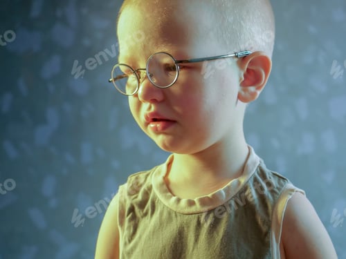 Preview: Blond Boy In Eye Glasses Cries With Tears. Upset Child. Violence In Family Over Children. Selective