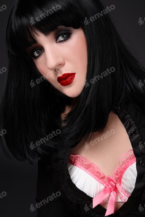 Preview: Portrait Of Brunette With Bright Makeup In Sexy Lingerie